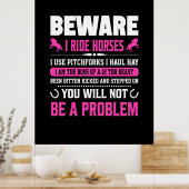 Equestrian Gift | Voorzichtig I Rides Horses Poster (Keuken)
