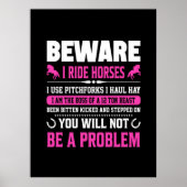 Equestrian Gift | Voorzichtig I Rides Horses Poster (Voorkant)