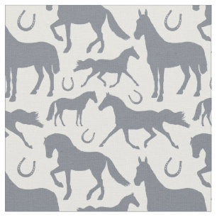Equestrian Grijs Wit Paard Patroon Stof