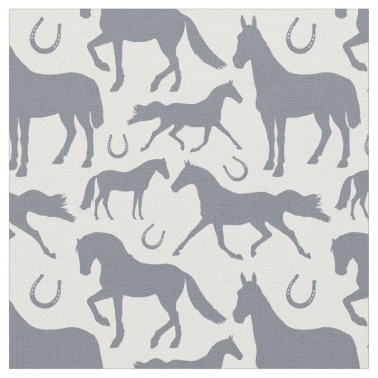 Equestrian Grijs Wit Paard Patroon Stof (Close Up)