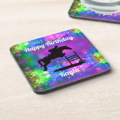 Equestrian Happy Birthday Horse Show Glitter Bier Onderzetter (Linkerzijde)
