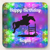 Equestrian Happy Birthday Horse Show Glitter Bier Onderzetter (Voorkant)