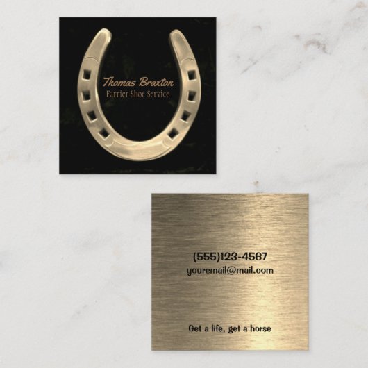 Equestrian Hoefijzer Horse Farrier Service Vierkante Visitekaartje (Voorkant / Achterkant)