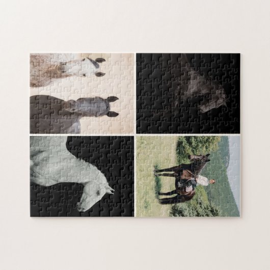 Equestrian Horse 4 Photo Collage Simple Custom Legpuzzel (Horizontaal)