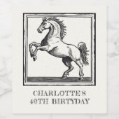 Equestrian  Horse Adult Birthday Wijn Etiket (Enkel label)
