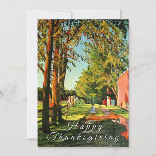 Equestrian Horse Barn Bright Reds Greens Yellows Feestdagenkaart (Voorkant)