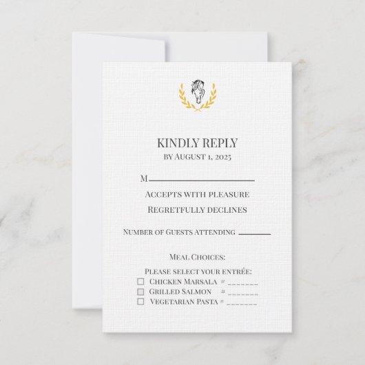 Equestrian Horse Crest Wedding RSVP Card Kaartje (Voorkant)