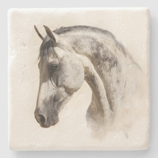 Equestrian Horse Elegante Kunst Paardenschilderkun Stenen Onderzetter (Voorkant)