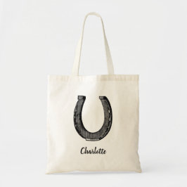 Equestrian Horse  Hoefijzer Aangepaste naam Tote Bag