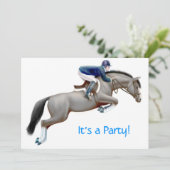 Equestrian Horse Jumper Invitation Kaart (Staand voorkant)