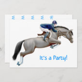 Equestrian Horse Jumper Invitation Kaart (Voorkant / Achterkant)