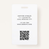 Equestrian Horse Logo Vrijwilliger Medewerker QR C Badge (Achterkant)