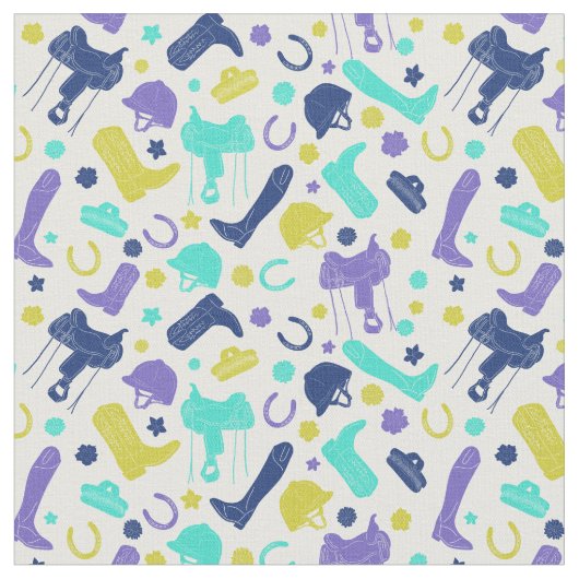 Equestrian Horseback Riding ThUnited Patterned Fab Stof (Close Up)