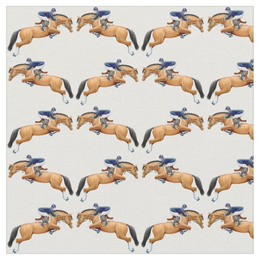 Equestrian Hunter Jumper Horse Fabric Stof (Close Up)