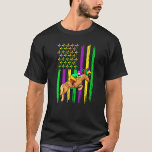 Equestrian Jester Pet Retro American Flag Mardi Gr T-shirt