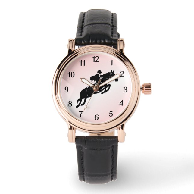 Equestrian Jumper Black Numbers Horloge (Voorkant)