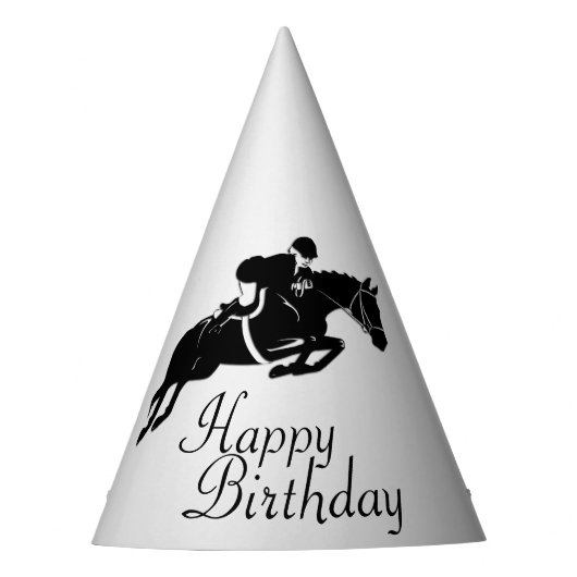 Equestrian Jumper Happy Birthday Feesthoedjes (Voorkant)