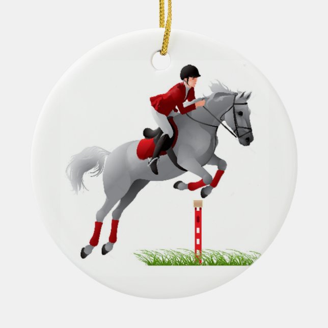 Equestrian Jumper Keramisch Ornament (Voorkant)