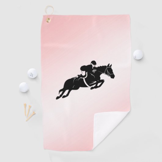Equestrian Jumper Pink Golfhanddoek (Insitu)