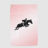 Equestrian Jumper Pink Golfhanddoek (Voorkant)