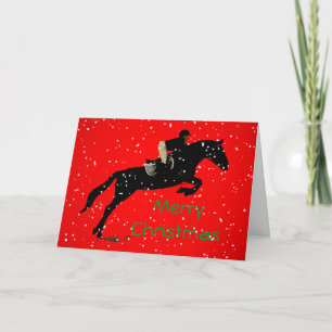 Equestrian Jumpin Great Kerstmis Feestdagen Kaart