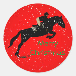 Equestrian Jumpin Great Kerstmis Ronde Sticker
