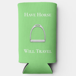 Equestrian Lime Green "have Horse Will Travel" Seltzer Blikjeskoeler