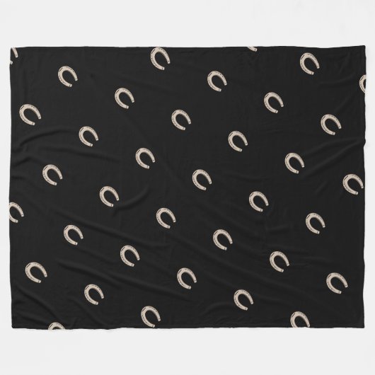 Equestrian Lucky Hoefijzer Pattern Fleece Deken (Voorkant (Horizontaal))