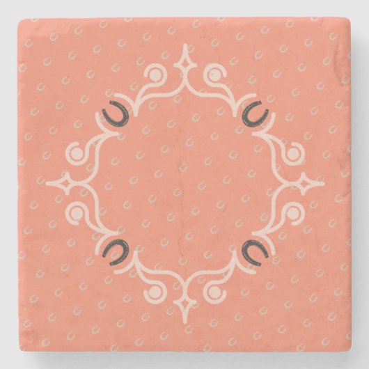 Equestrian Lucky Hoefijzer Pattern Stenen Onderzetter (Voorkant)