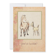 Equestrian Mare en Foal Baby shower Invitation