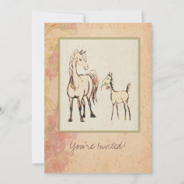 Equestrian Mare en Foal Baby shower Invitation Kaart