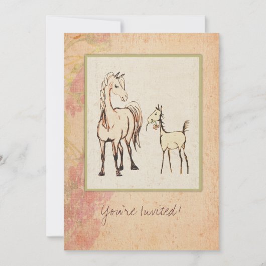 Equestrian Mare en Foal Baby shower Invitation Kaart (Voorkant)