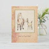 Equestrian Mare en Foal Baby shower Invitation Kaart (Staand voorkant)