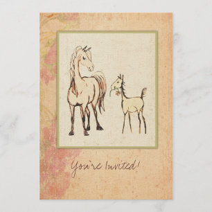 Equestrian Mare en Foal Baby shower Invitation Kaart