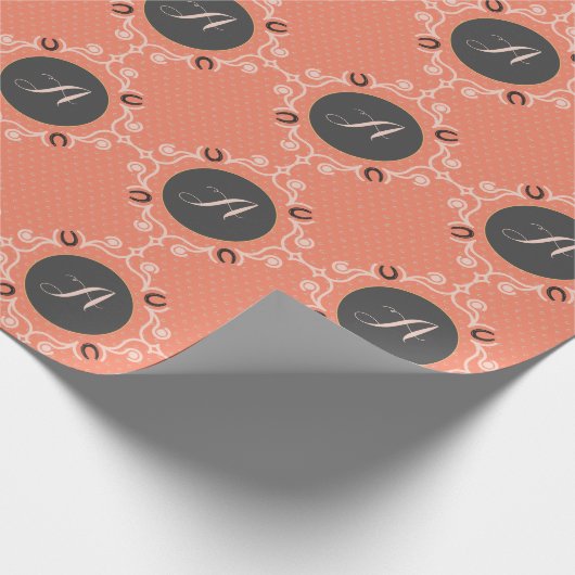 Equestrian Monogram Lucky Hoefijzer Cadeaupapier (Hoek)