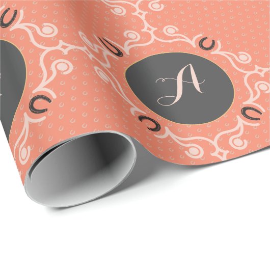 Equestrian Monogram Lucky Hoefijzer Cadeaupapier (Rol Hoek)