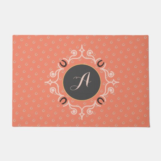 Equestrian Monogram Lucky Hoefijzer Deurmat (Voorkant)
