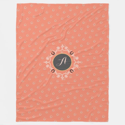 Equestrian Monogram Lucky Hoefijzer Fleece Deken (Voorkant)