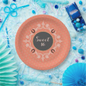 Equestrian Monogram Lucky Hoefijzer Papieren Bordje (Feest)