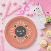 Equestrian Monogram Lucky Hoefijzer Papieren Bordje (Feest)