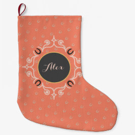 Equestrian Monogram Lucky Hoefijzer Pattern Grote Kerstsok