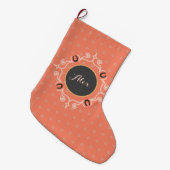 Equestrian Monogram Lucky Hoefijzer Pattern Grote Kerstsok (Voorkant (Hangend))