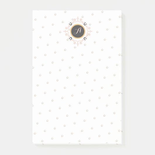 Equestrian Monogram Lucky Hoefijzer Pattern Post-it® Notes (Voorkant)