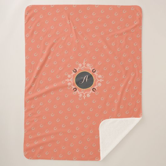 Equestrian Monogram Lucky Hoefijzer Sherpa Deken (Voorkant)