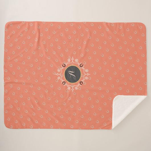 Equestrian Monogram Lucky Hoefijzer Sherpa Deken (Voorkant (horizontaal))