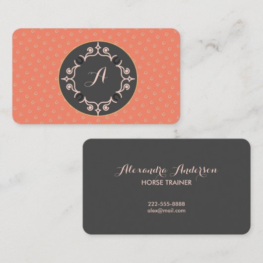 Equestrian Monogram Lucky Hoefijzer Visitekaartje (Voorkant / Achterkant)
