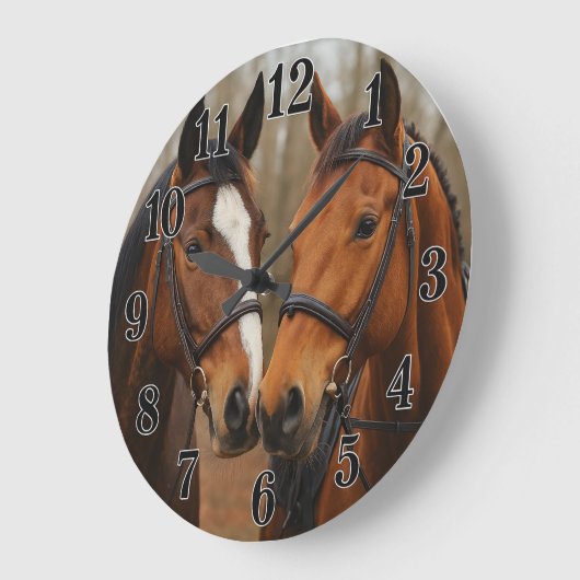 Equestrian pair of horses rustic countryside style grote klok (Hoek)