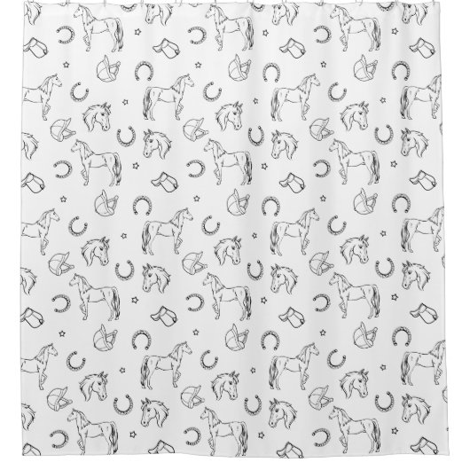 Equestrian Pattern Douchegordijn (Voorkant)