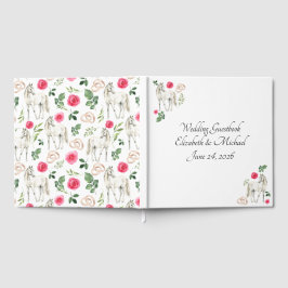 Equestrian Pink Floral Rustic Wedding Gastenboek