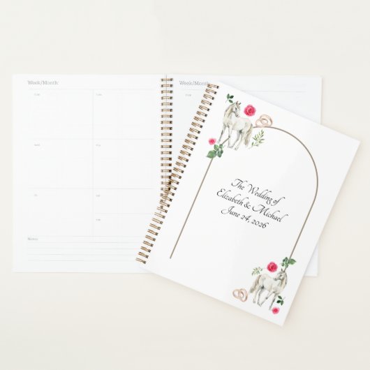 Equestrian Pink Floral Rustic Wedding Planner (Display)